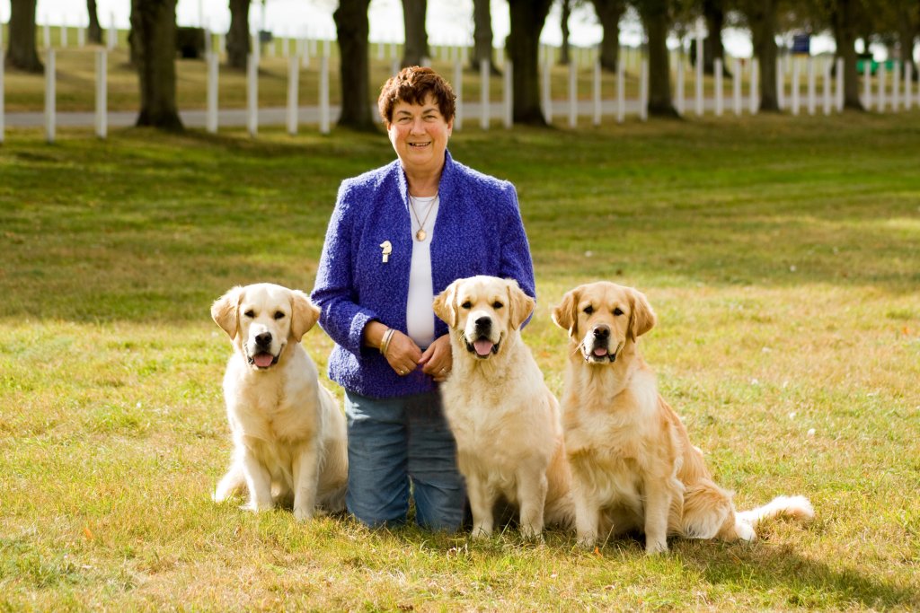 Avril Black with three of her dogs
